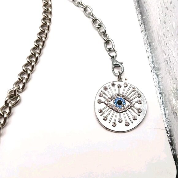 Double Layer Eye Evil Pants Or Wallet Silver Tone Chain 16" - Picture 2 of 10